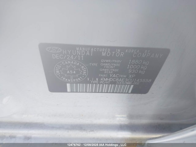 Продаж на аукціоні авто 2012 Hyundai Elantra Touring Gls/se, vin: KMHDC8AE3CU145558, номер лоту: 12476762