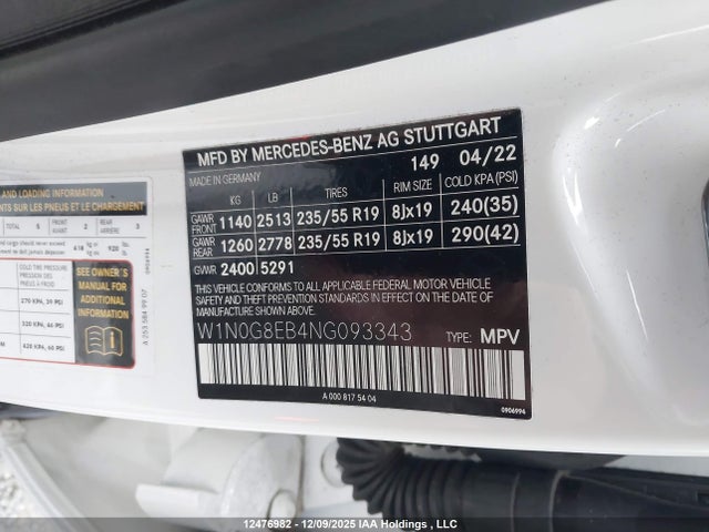 W1N0G8EB4NG093343 Mercedes-Benz Glc 300 4matic Suv