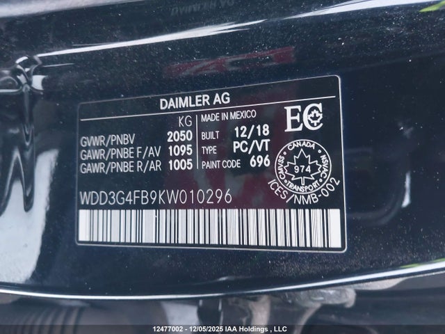 WDD3G4FB9KW010296 Mercedes-Benz A 220 4matic
