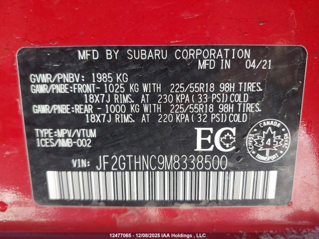 Subaru Crosstrek Limited 2021 JF2GTHNC9M8338500 Image 18