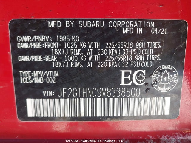 Subaru Crosstrek Limited 2021 JF2GTHNC9M8338500 Image 9