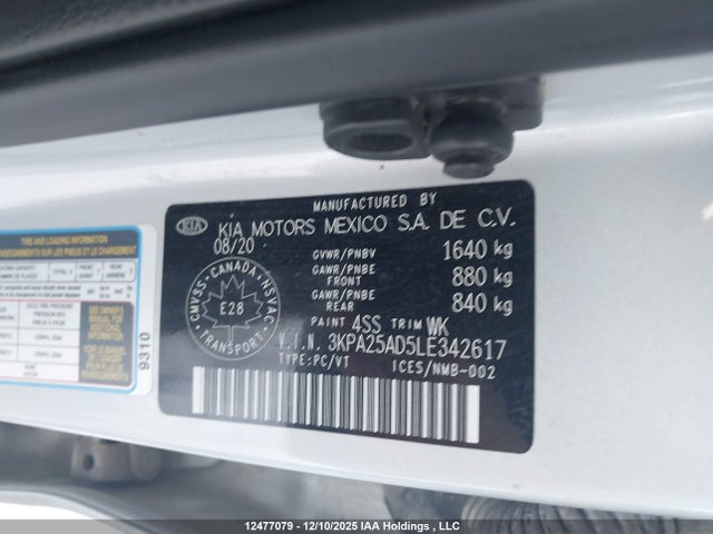 3KPA25AD5LE342617 KIA Rio Lx/lx+
