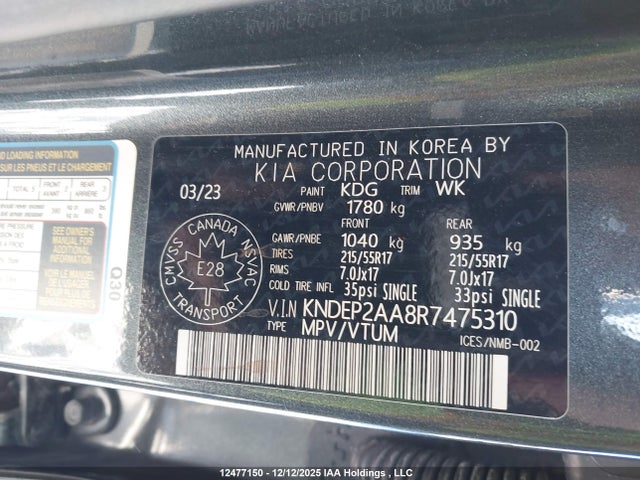 2024 Kia Seltos Lx მანქანა იყიდება აუქციონზე, vin: KNDEP2AA8R7475310, აუქციონის ნომერი: 12477150