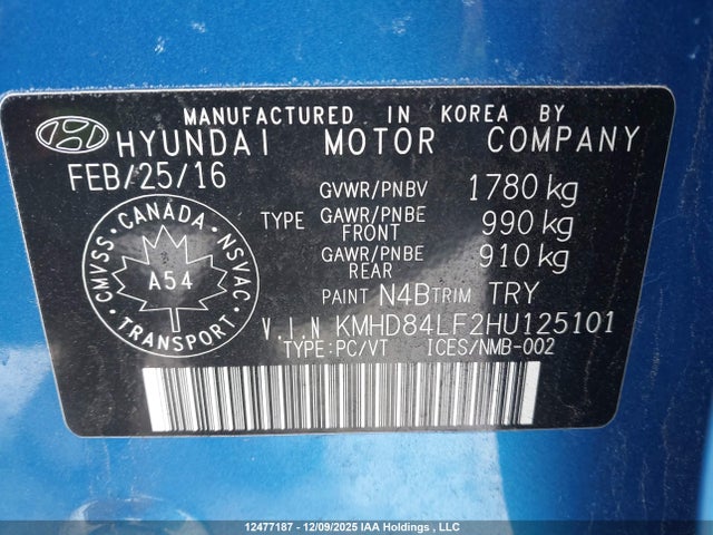 Hyundai Elantra 2017 KMHD84LF2HU125101 Image 9