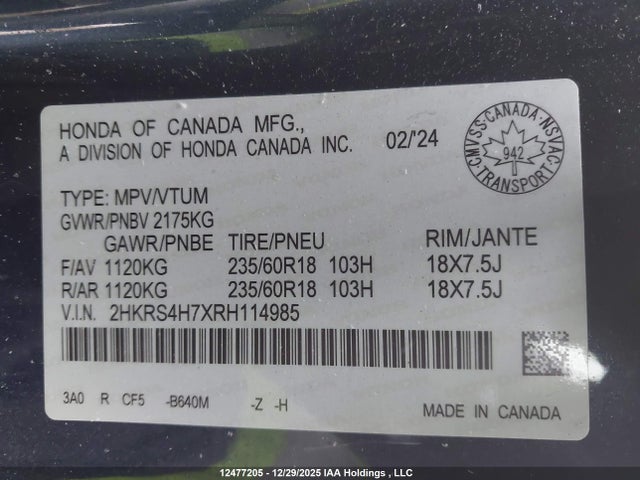 2HKRS4H7XRH114985 Honda CR-V EXL