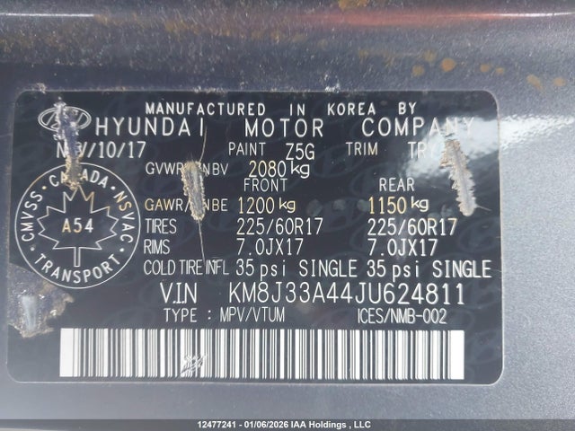 KM8J33A44JU624811 Hyundai Tucson