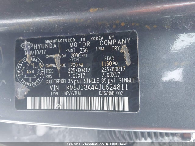 KM8J33A44JU624811 Hyundai Tucson