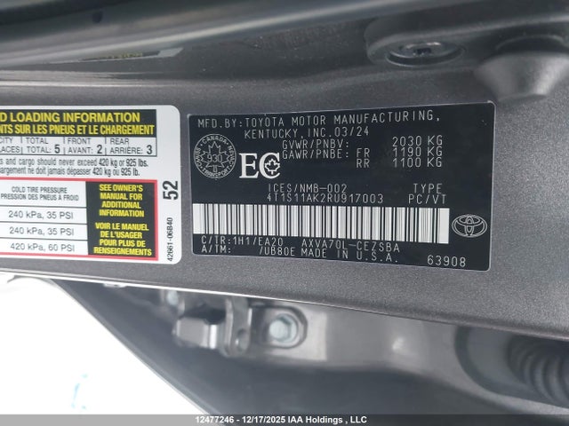 4T1S11AK2RU917003 Toyota CAMRY SE
