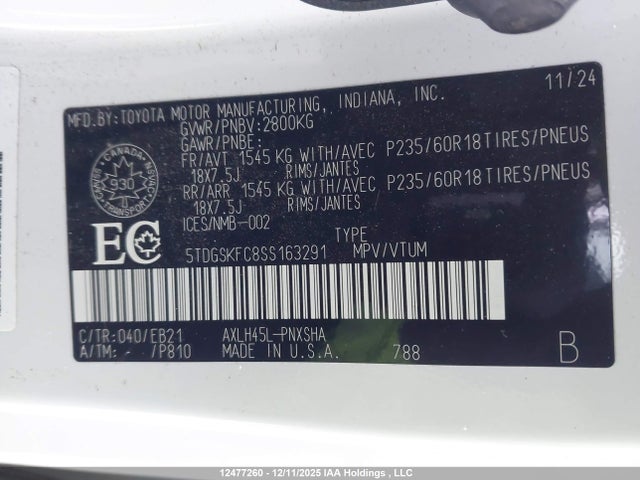 5TDGSKFC8SS163291 Toyota Sienna Xse 7-passenger