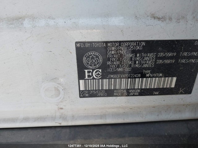 12477351 :رقم المزاد ، JTMGB3FVXPD122428 vin ، 2023 Toyota Rav4 Prime Xse مزاد بيع