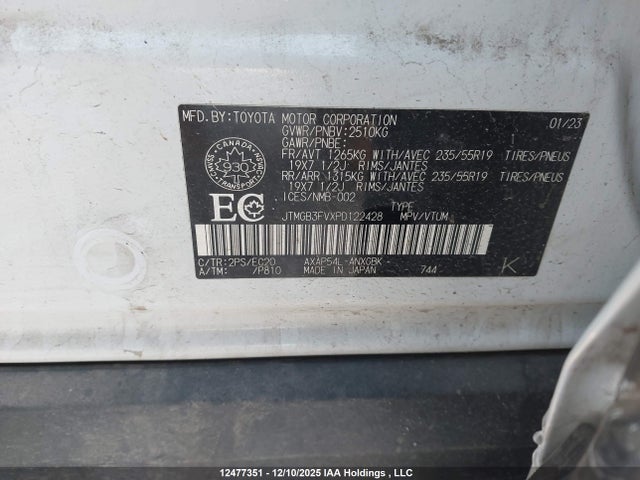 12477351 :رقم المزاد ، JTMGB3FVXPD122428 vin ، 2023 Toyota Rav4 Prime Xse مزاد بيع