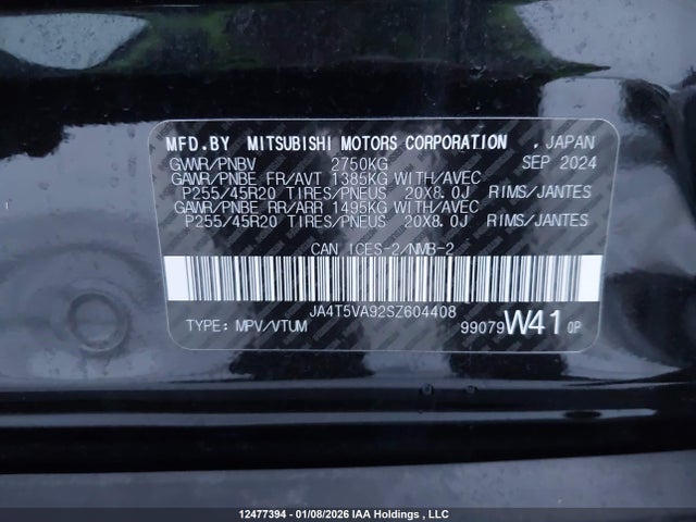 JA4T5VA92SZ604408 Mitsubishi Outlander Phev Le/se/sel