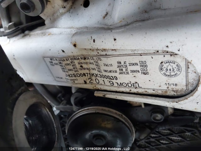 Aukcja sprzedaży 2019 Honda Crf1000 L2, vin: JH2SD0479KK300039, numer aukcji: 12477399