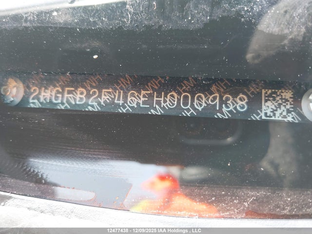 2014 Honda Civic Lx მანქანა იყიდება აუქციონზე, vin: 2HGFB2F46EH000938, აუქციონის ნომერი: 12477438
