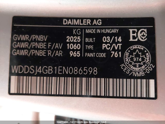 WDDSJ4GB1EN086598 Mercedes-Benz CLA 250 4MATIC
