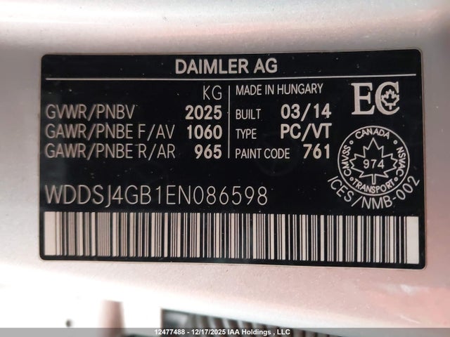 WDDSJ4GB1EN086598 Mercedes-Benz CLA 250 4MATIC