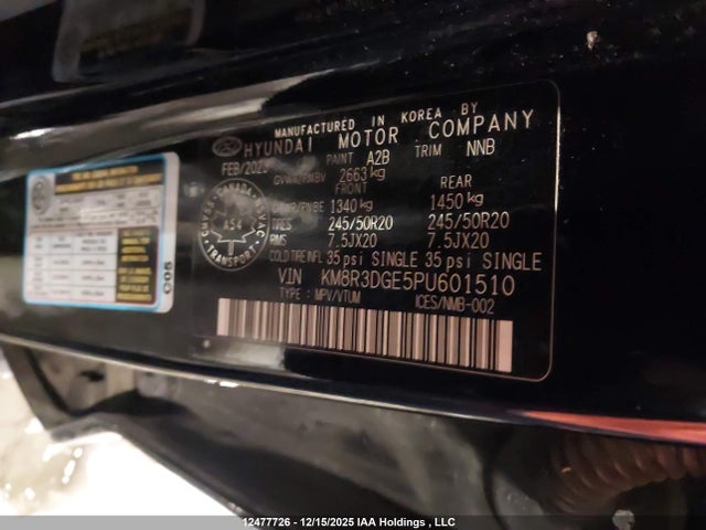 KM8R3DGE5PU601510 Hyundai Palisade Urban 7-passenger Seating