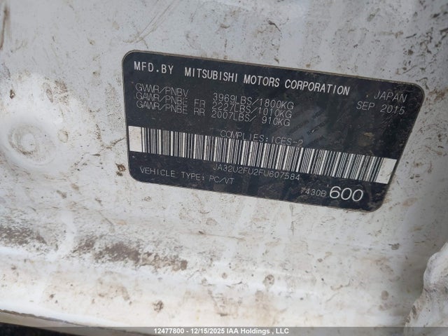 JA32U2FU2FU607584 Mitsubishi LANCER ES