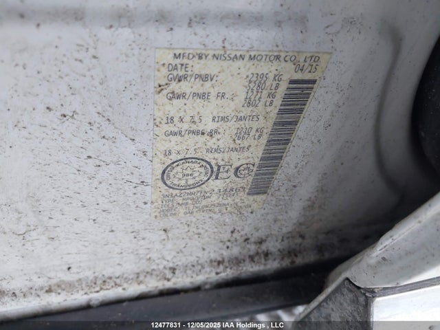 5N1AZ2MH7FN234861 Nissan Murano Platinum/sl/sv