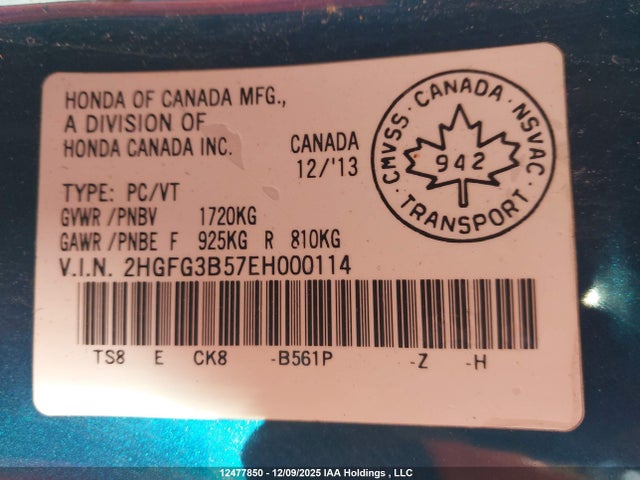2HGFG3B57EH000114 Honda Civic Lx