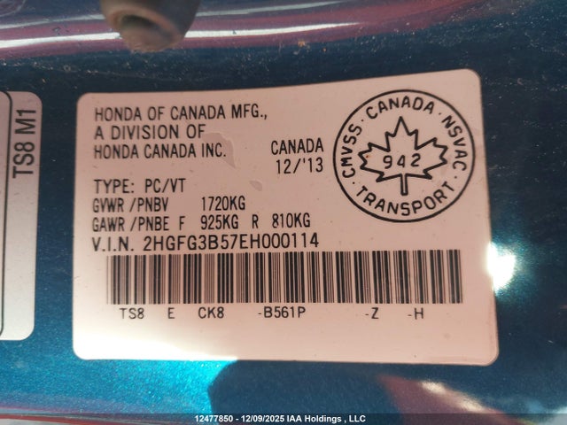 2HGFG3B57EH000114 Honda Civic Lx