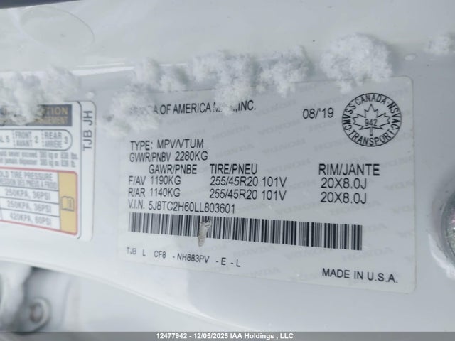 5J8TC2H60LL803601 Acura Rdx A-spec