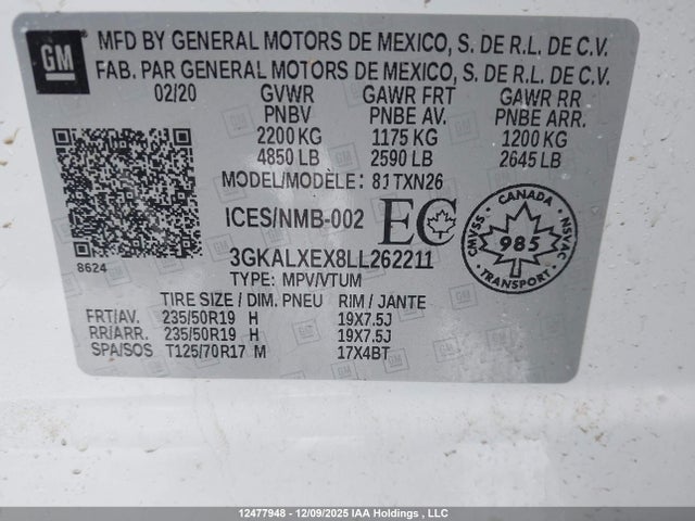 3GKALXEX8LL262211 GMC Terrain Denali