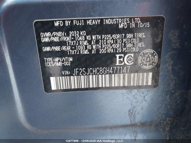 Subaru Forester 2.5i Limited 2016 JF2SJCHC8GH477147 Image 9