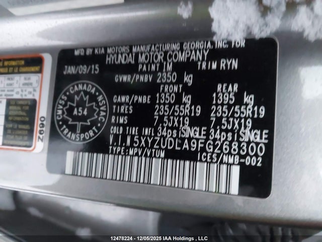 5XYZUDLA9FG268300 Hyundai Santa Fe Sport 2.0t Se