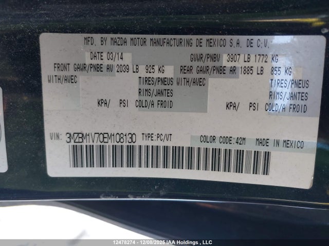 3MZBM1V70EM108130 Mazda Mazda3 Gs-sky