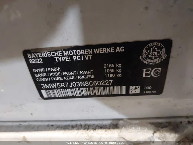 3MW5R7J03N8C60227 BMW 330i Xdrive