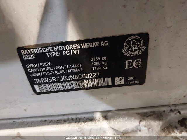 3MW5R7J03N8C60227 BMW 330i Xdrive