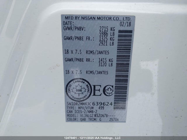 5N1DR2MM4JC639624 Nissan Pathfinder Midnight Edition/platinum/s/sl Premium/sv Tech
