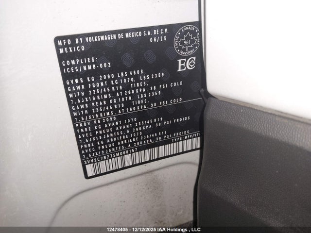 3VV2C7B27SM068157 Volkswagen Taos Se Black