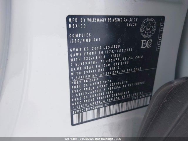 3VV2C7B27SM068157 Volkswagen Taos Se Black