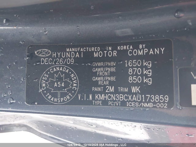Продаж на аукціоні авто 2010 Hyundai Accent L, vin: KMHCN3BCXAU173859, номер лоту: 12478412