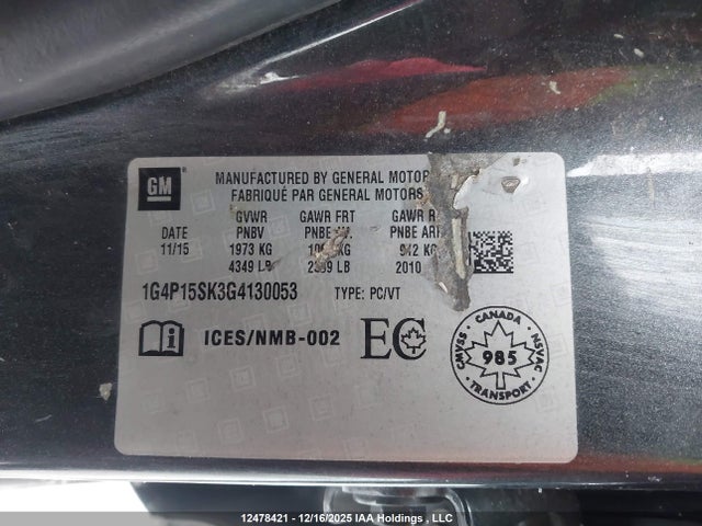 1G4P15SK3G4130053 Buick Verano