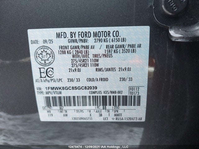 Ford Explorer St 2025 1FMWK8GC8SGC82039 Image 9