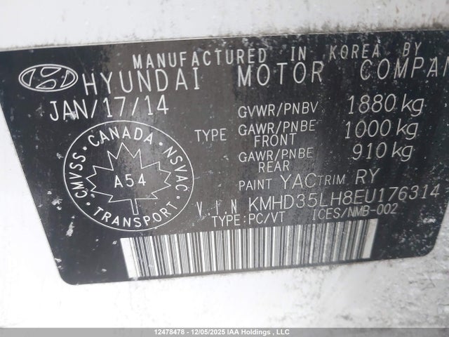 KMHD35LH8EU176314 Hyundai Elantra Gt Se