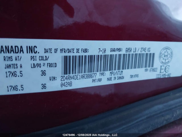 Aukcja sprzedaży 2010 Dodge Grand Caravan Se, vin: 2D4RN4DE1AR388677, numer aukcji: 12478496