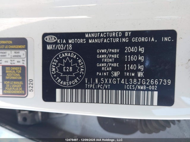 5XXGT4L38JG266739 KIA OPTIMA LX/S