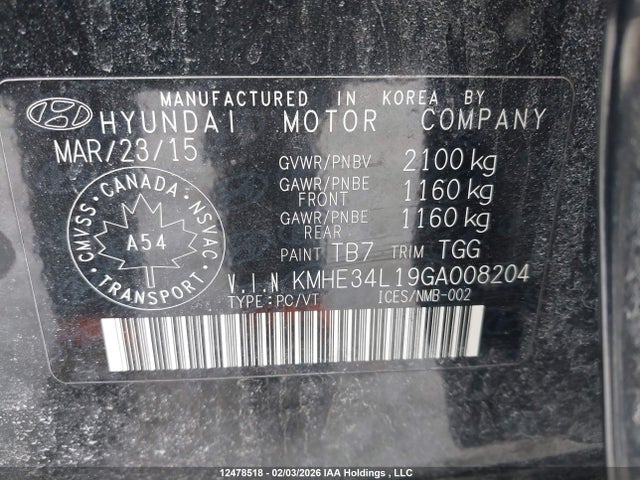 KMHE34L19GA008204 Hyundai Sonata Hybrid Hybrid