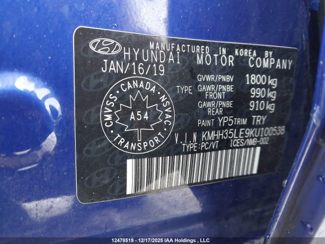 KMHH35LE9KU100538 Hyundai Elantra
