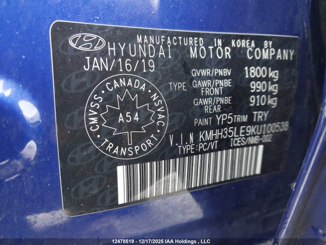 KMHH35LE9KU100538 Hyundai Elantra