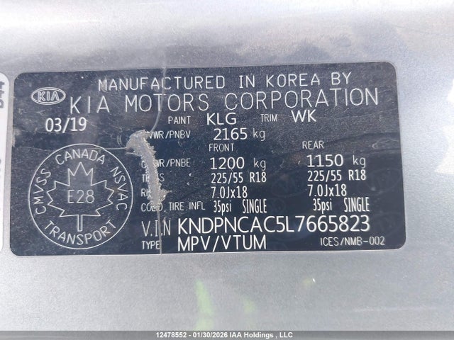 Продажа на аукционе авто 2020 Kia Sportage Ex/ex Premium/ex Premium S/ex S/ex Tech, vin: KNDPNCAC5L7665823, номер лота: 12478552