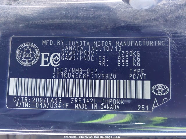 2T1KU4EE8EC129920 Toyota Matrix S