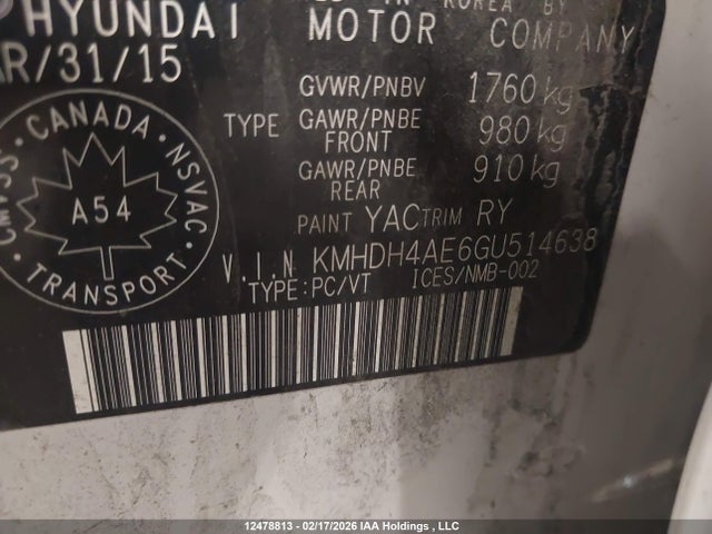 KMHDH4AE6GU514638 Hyundai Elantra Sport Appearance