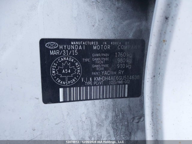 KMHDH4AE6GU514638 Hyundai Elantra Sport Appearance