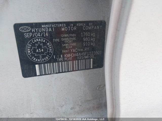 KMHDH4AH9FU323501 Hyundai Elantra Limited