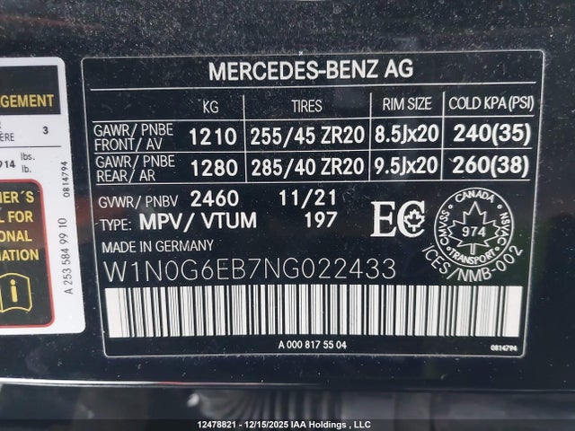 2022 Mercedes-benz Glc 43 4matic Amg მანქანა იყიდება აუქციონზე, vin: W1N0G6EB7NG022433, აუქციონის ნომერი: 12478821